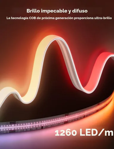 Vista 2 de Govee COB - Tira de luz LED Pro, luces LED para dormitorio, compatible con Alexa, Google Assistant y Matter, luz RGBICW con blanco cálido, tira