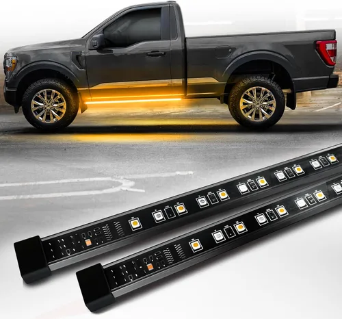 Vista 7 de OPT7 Sidekick - Luces para estribo de 48 pulgadas, 2 tiras LED con señal de giro ámbar, DRL, luz blanca de cortesía para cabina regular, camioneta