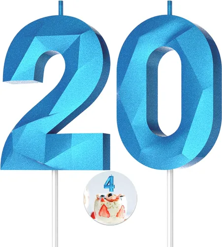 Vista 173 de Velas de cumpleaños con números (0 velas negras), forma de diamante 3D, decoración de pastel de feliz cumpleaños para niños y hombres, cumpleaños