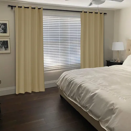 Vista 42 de Frelement Cortinas opacas de lino natural, paneles de cortinas con ojales para sala de estar, cortinas con aislamiento térmico, 52 pulgadas de ancho