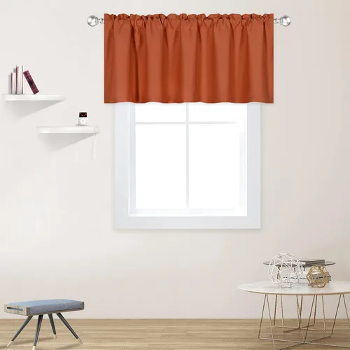 Vista 43 de DECOVSUN Cenefa morada para ventanas de 60 x 18 pulgadas, aislamiento térmico sólido, bolsillo para cortinero, cenefa corta para cocina, cenefa