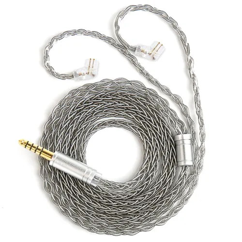 Vista 24 de KBEAR - Cable IEM ST12 de 2 pines, cable de repuesto para auriculares de monitor intrauditivo, 8 núcleos 4N OFC plateado cable de extensión de cable