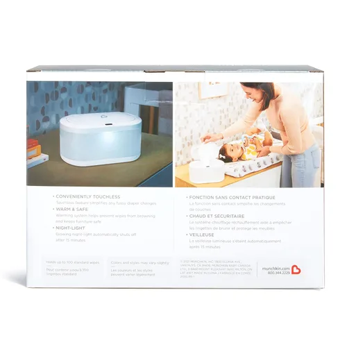 Vista 10 de Munchkin Calentador de toallitas sin contacto para bebé con luz nocturna y sensor de movimiento, color blanco