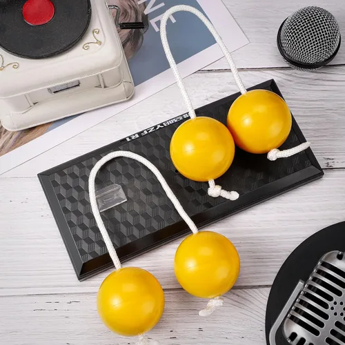 Vista 7 de Facmogu 2 bolas rítmicas de Aslatuas, ritmos africanos Aslatua Shakers, instrumentos de percusión de una sola mano, instrumentos de percusión