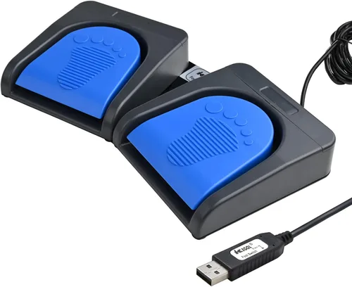 Vista 2 de iKKEGOL Control de montaje de pedal de doble interruptor de pie USB mejorado, programa de interruptor de pie de 2 teclas, teclado de computadora