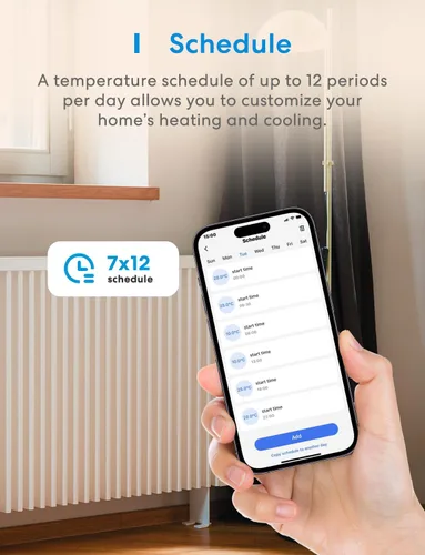 Vista 9 de Controlador de Temperatura Inteligente Meross 15A 1800W, Enchufe de Salida Controlado por Termostato Wi-Fi Inteligente Funciona con Apple Home