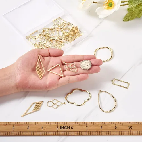 Vista 4 de Colgantes de bisel de espalda abierta con corazón de aleación, aleación, No es una piedra preciosa