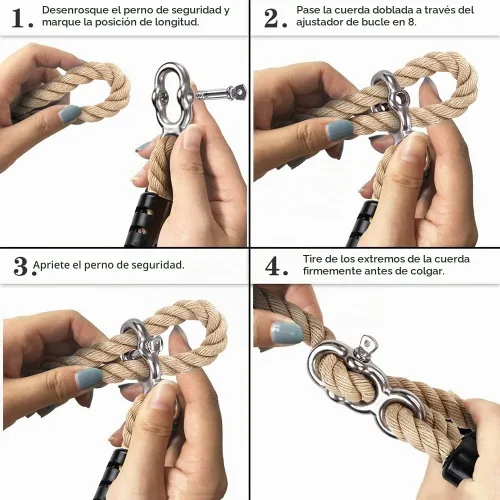 Vista 2 de SELEWARE Kit Colgante de Correas y Cuerdas para Hamaca Columpio de Árbol, Cuerda Ajustable Rápida y Fácil de Colgar Hamaca Silla Columpio para Beige