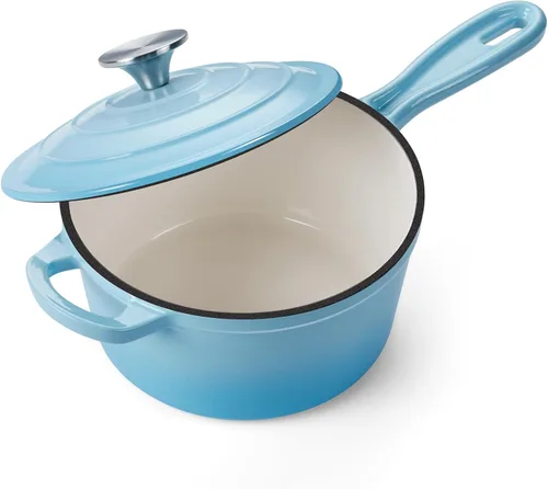 Vista 20 de Onader Enameled Cast Iron Sauce Pan, 1QT Small Saucepan with Lid, Cast Iron Sauce Pot, Enamel Dutch Oven, Nonstick & Heavy Duty – Cream White