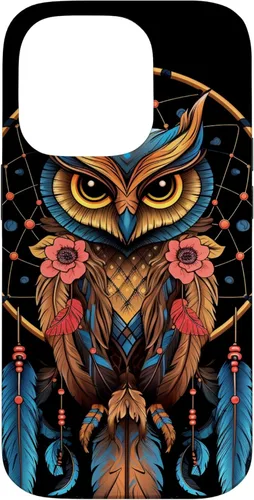 Vista 17 de Funda para iPhone 16 Owl Dreamcatcher Indio Nativo Americano Plumas Tribal Arts