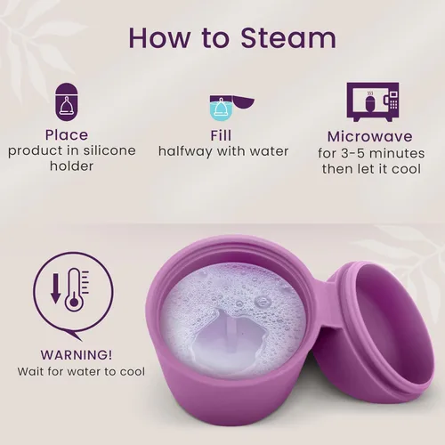 Vista 5 de EcoBlossom - Juego de 2 copas menstruales reutilizables y estuche - Las copas menstruales de silicona de grado médico más confiables - Uso cómodo