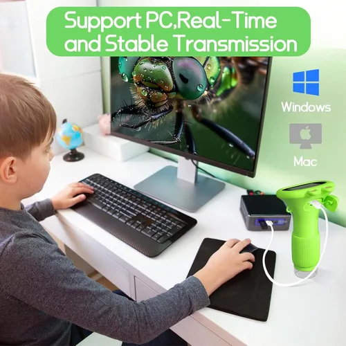 Vista 6 de Microscopio para Niños WINWEND - Microscopio de Bolsillo de 1000X Portátil para Niño Microscopios Mini para Fotos y Videos Microscopios