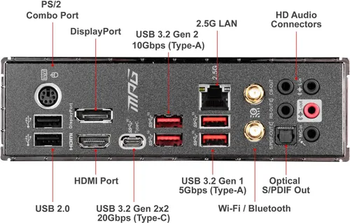 Vista 5 de MSI MPG Z490 - Placa base para juegos WiFi de carbono