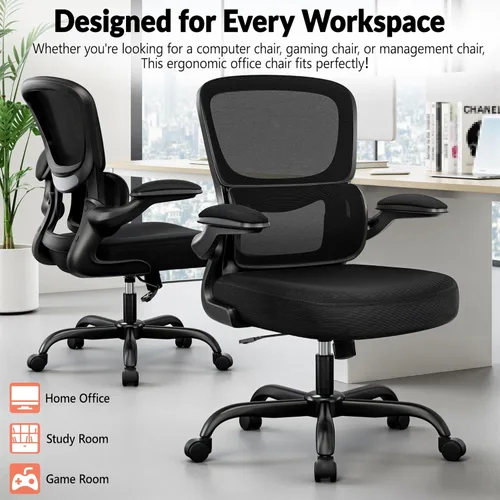 Vista 8 de Silla de oficina ergonómica, silla de escritorio de malla transpirable cómoda con soporte lumbar, silla de computadora, silla de escritorio