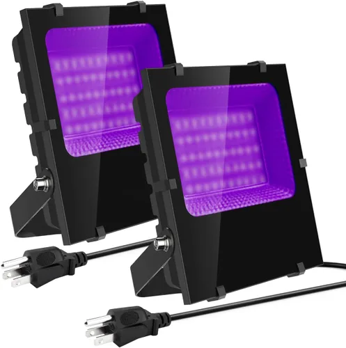 300W Black Lights Outdoor, Commercial High Power LED Black Light Flood Lights with UL Listed Plug IP66 Waterproof Blacklight FloodLight 395nm for