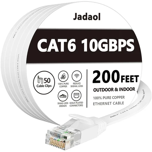 Vista 12 de Cable Ethernet Cat 6 de 1 pie (paquete de 6), para exteriores e interiores, compatible con red Cat7 de 10 Gbps, cable de conexión LAN plano de Negro