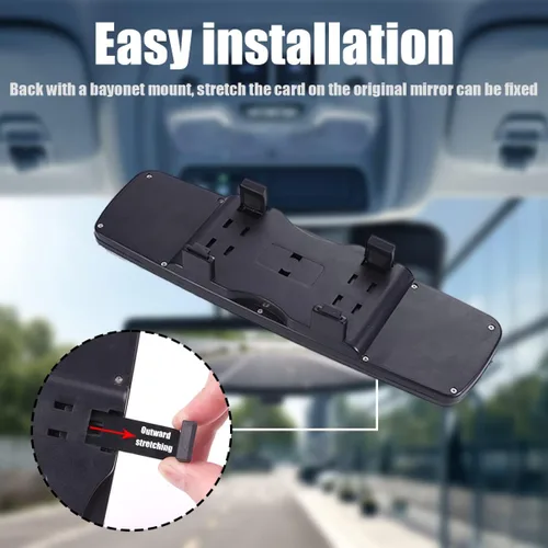 Vista 5 de AUCELI Espejo retrovisor para automóvil, espejo retrovisor interior con diamantes de imitación brillantes con vidrio HD, espejo retrovisor con clip