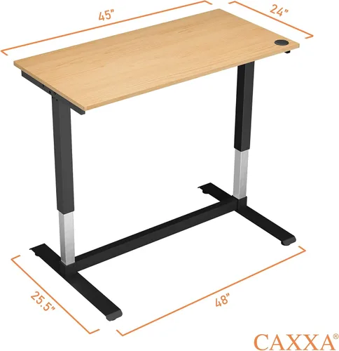 Vista 4 de CAXXA Escritorio eléctrico para computadora de altura ajustable, 48 x 24 pulgadas, marco negro de teca