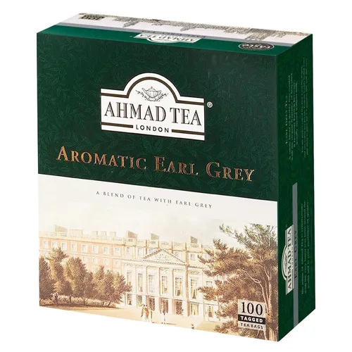 Ahmad Tea Black Tea, Earl Grey - Bolsitas de té aromáticas, 100 unidades, sin cafeína y sin azúcar
