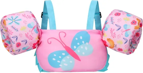 Gogokids Toddler Swim Vest, Toddler Floaties for 30-66 Pounds Kids, Kids Swim Jacket with Shoulder Harness Water Wings for 2-6 Years Old Boys and