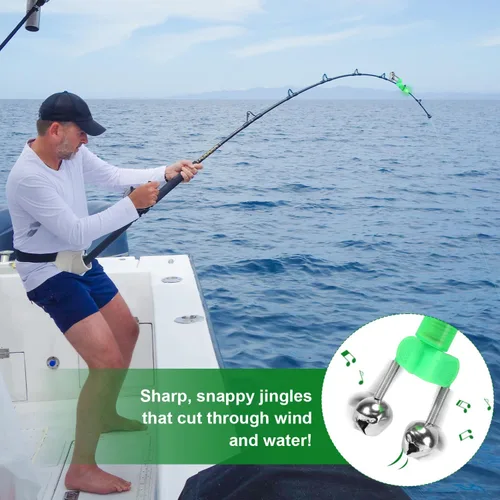 Vista 4 de 25 campanas de caña de pescar con luces de punta, alarmas de mordedura de pesca dobles para cañas de pesca, luces LED brillantes para pesca