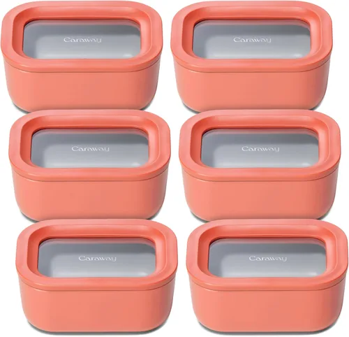 Vista 49 de Caraway Set de 2 piezas de recipientes de vidrio para almacenamiento de alimentos - (2) recipientes de vidrio de 1.75 tazas - Vidrio recubierto