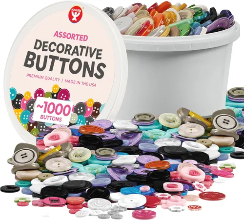 Vista 13 de 500 botones surtidos (aproximadamente) para manualidades – Contenedor a granel de 1 libra – Botones pequeños y grandes para coser, camisas, ropa