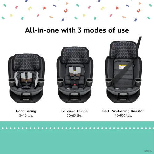 Vista 3 de Disney Baby Turn and Go - Asiento convertible todo en uno giratorio de 360 grados, diseño vintage de Mickey Mouse
