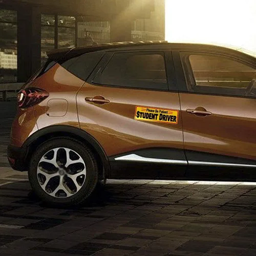 Vista 4 de 3 calcomanías adhesivas de seguridad para conductor estudiante con texto en inglés "Student Driver Please Be Patient" de 12 x 3.8 pulgadas