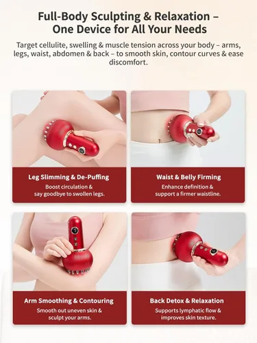 Vista 5 de Masajeador de drenaje linfático y herramienta de masaje anticelulitis, reduce las estrías y la celulitis, para piernas, brazos y vientre, máquina