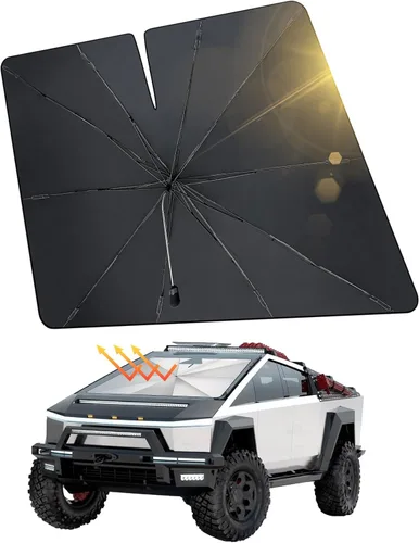 Vista 7 de JOYTUTUS Parasol para ventana de techo para Tesla Cybertruck, cubierta de protección solar interior automotriz, revestimiento de bloqueo UV plateado