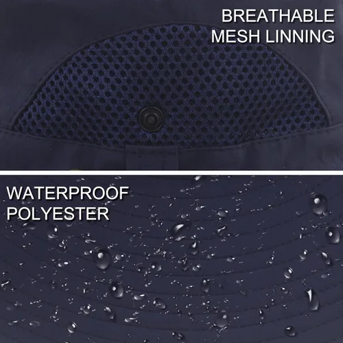 Vista 5 de Muryobao Sombreros de sol para hombre, UPF 50+, malla impermeable, ala ancha, sombrero de pesca