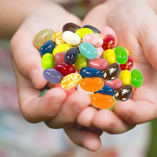 Vista 5 de Bolsa con cierre hermético con 49 sabores surtidos de gomitas Jelly Beans, sin gluten ni grasa, bolsa para compartir de caramelos masticables