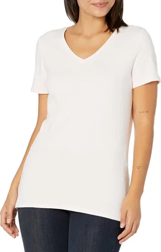 Vista 21 de Amazon Essentials Women's Regular-Fit Short-Sleeve V-Neck T-Shirt, Pack of 2 Borgoña/azul marino.