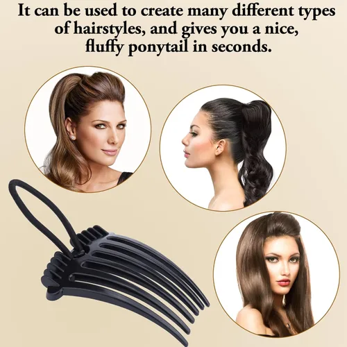 Vista 5 de Peine bandette con banda elástica, 6 piezas de accesorios para el cabello para peinados fáciles y elegantes, cola de caballo Bump it Up volumen
