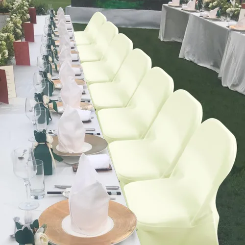 Vista 7 de Babenest Fundas para Sillas Plegables de Spandex Mejoradas 10 PCS Universales Elásticas Lavables Fundas Ajustadas Protectores para Bodas, Beige