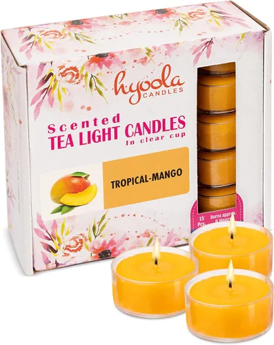 Vista 15 de HYOOLA Velas perfumadas de candelita – Taza transparente – Velas aromáticas Magnolia – 6 horas de tiempo de combustión – Paquete de 15 – Fabricado
