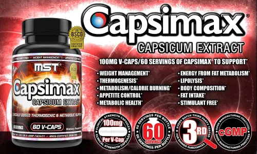 Vista 5 de MST Capsimax Suplemento de 100 mg V cápsulas, 60 porciones clínicamente dosificadas control de peso, termogénico, control del apetito, quema