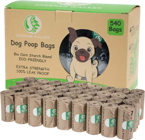 GREENER WALKER Bolsas de basura para perros, 540 bolsas extragruesas, fuertes, 100% a prueba de fugas (marrón)