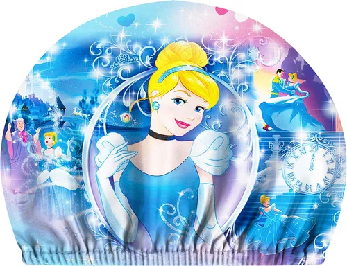 Vista 7 de Traje de baño de princesa para niñas, traje de baño de un solo hombro con gorro de natación