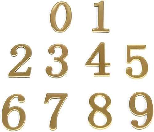 Vista 2 de Números de caseta de latón de 2 pulgadas para exteriores, números de dirección 3D autoadhesivos para casa, apartamento, oficina, habitación de No.0
