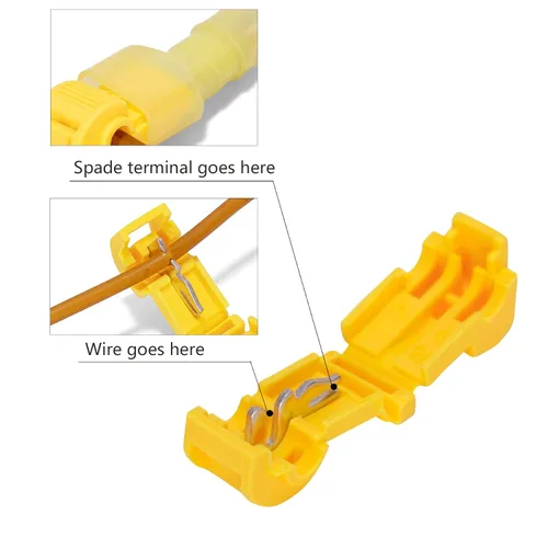 Vista 7 de Ginsco - 100 unidades/50 pares de conectores de cable T-Tap, terminales de cable eléctricos autopelables de empalme rápido con conector macho