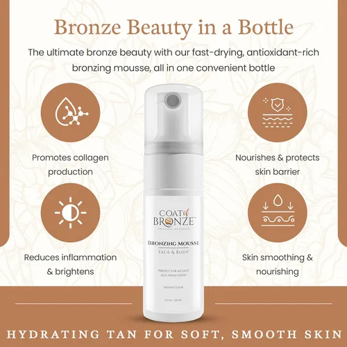 Vista 5 de Coat of Bronze Instant Bronzing Mousse - Brillo natural besado por el sol, fórmula de secado rápido, enriquecida con antioxidantes y aceites
