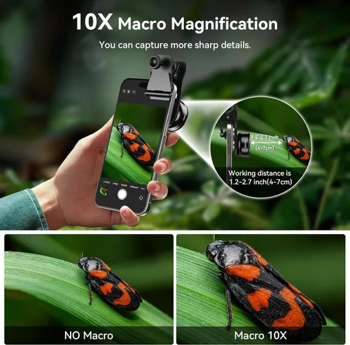 Vista 3 de APEXEL Lente de fotografía macro profesional para smartphone, lentes macro para iPhone, Samsung, Galaxy, Oneplus, teléfono Android