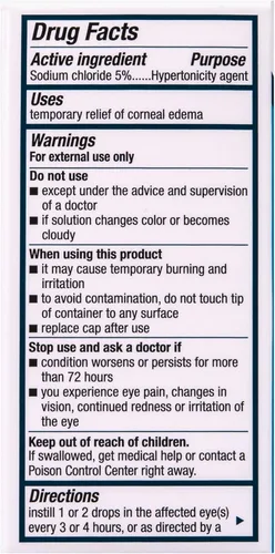 Vista 3 de Muro 128 Solución, Alivio Temporal del Edema Corneal, Cuidado Ocular, Solución Oftálmica Hipertonizante de Cloruro de Sodio 5%, 0.5 Fl. Oz
