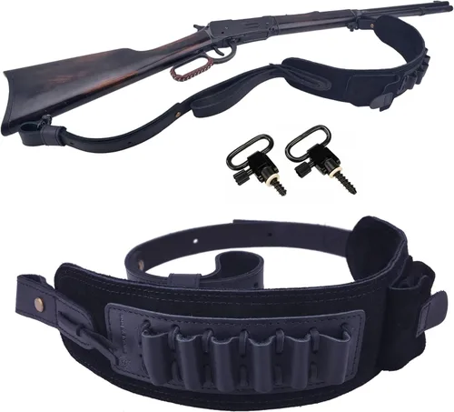 Vista 28 de Soporte de munición de cuero para rifle con asa de asa, correa de cartucho de pistola para 45-70 .30-30 .30-06 .357 .38 .35