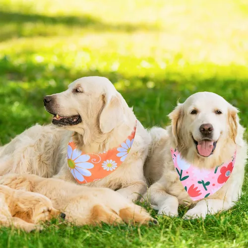Vista 6 de Weewooday 8 bandanas para perro para verano, estampado de flores, baberos triangulares, bufanda, pañuelo, accesorios para perros, gatos, mascotas