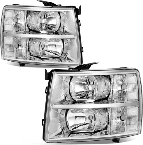 Vista 64 de oEdRo Conjunto de faros delanteros compatible con faros delanteros Accord 2003-2007, faro con carcasa cromada, reflectores ámbar, luces delanteras