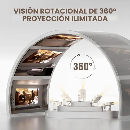 Vista 2 de [Aplicación con Licencia Oficial y Enfoque Automático] Mini Proyector Inteligente con WiFi y Bluetooth, XuanPad Proyector de Películas con Soporte