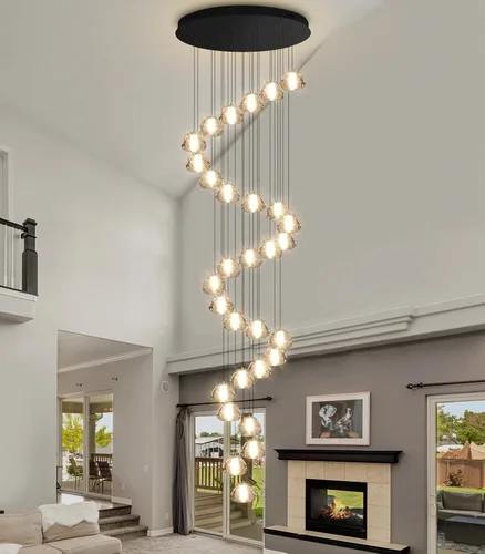 Vista 17 de Lámpara colgante moderna de cristal para isla de cocina, comedor, dormitorio, pasillo, color negro